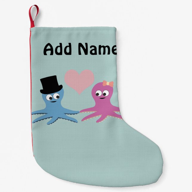 Meia De Natal Pequena Casal de polvo bonito (Frente)