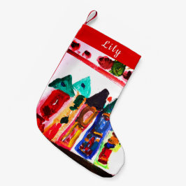 Meia De Natal Pequena Casas Coloridas De Pão De Gengibre Personalizadas