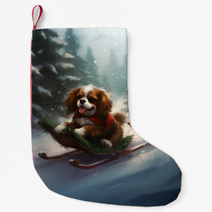 Meia De Natal Pequena Cavalier King Charles Spaniel neve de Natal