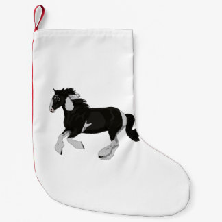 Meia De Natal Pequena Cavalo aciganado de Vanner do Pinto preto e branco