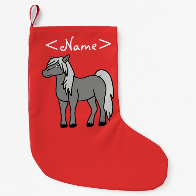 Meia De Natal Pequena Cavalo cinzento (Frente)