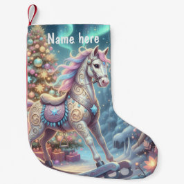 Meia De Natal Pequena Cavalo de Balanço Caprichoso