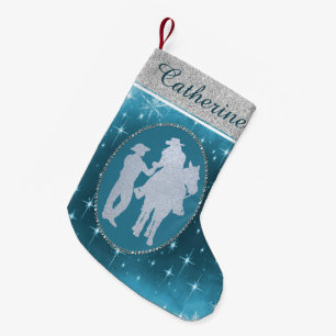 Meia De Natal Pequena Cavalo de Cowboy Ocidental Romântico