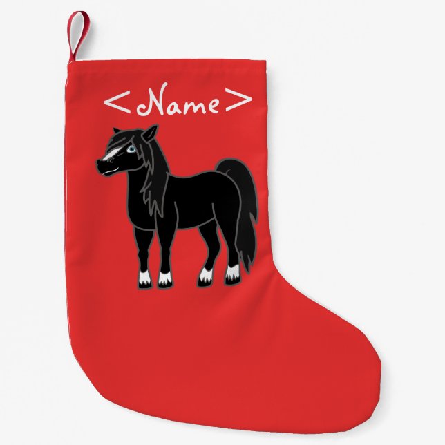 Meia De Natal Pequena Cavalo preto (Frente)