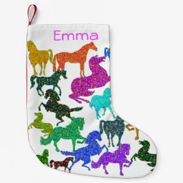 Meia De Natal Pequena Cavalos Arco-Íris - "Dotty sobre Cavalos!"