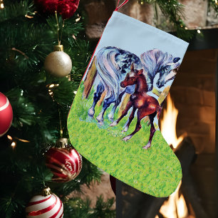 Meia De Natal Pequena Cavalos de Vintagem Bonitos Mãe Bebê