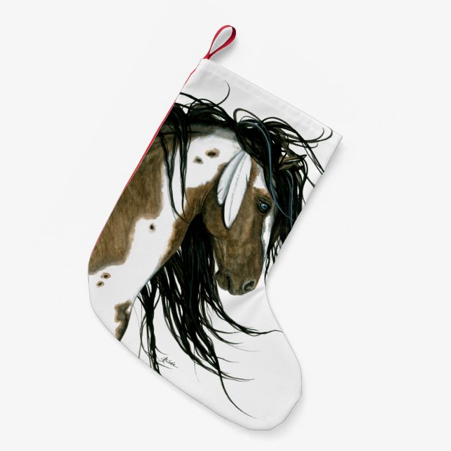 Meia De Natal Pequena Cavalos Majestosos no Natal em Bairle (Frente (Pendurada))