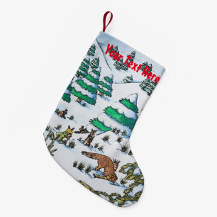 Meia De Natal Pequena cena bonito da neve da raposa e do Natal dos