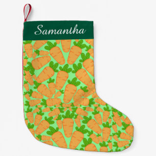 Meia De Natal Pequena Cenouras Laranja E Verde