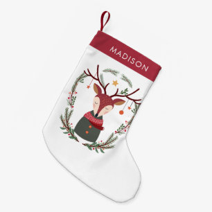 Meia De Natal Pequena Cervos doces e festivos do Natal
