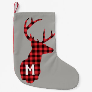 Meia De Natal Pequena Cervos personalizados da xadrez do búfalo preto