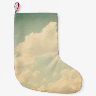 Meia De Natal Pequena Céu azul com uma nuvem branca, vintage,