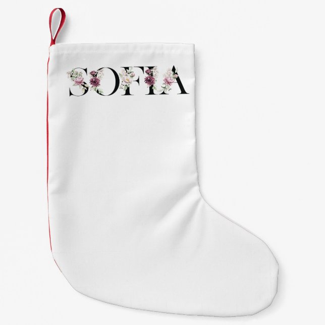 Meia De Natal Pequena Chame Sofia. (Frente)