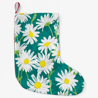 Meia De Natal Pequena Chamomile Turquoise: Ilustração Sem Costura Floral