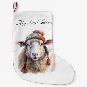 Meia De Natal Pequena Chapéu de Inverno Ovelha de Natal Texto Personaliz