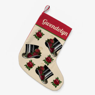 Meia De Natal Pequena Chapéus Steampunk com Rosas vermelhas Vintage Nat
