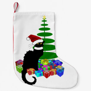 Meia De Natal Pequena Chat Noir com Árvore de Natal e presentes