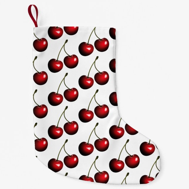 Meia De Natal Pequena Cherries Christmas Stocks (Frente)