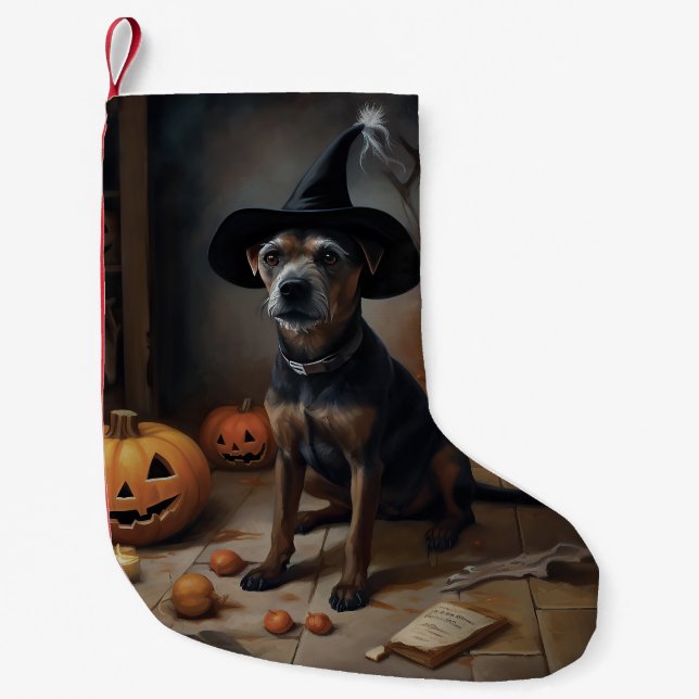 Meia De Natal Pequena Chesapeake Bay Terrier Pumpkins Halloween Ascarado (Frente)