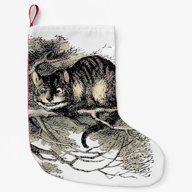 Meia De Natal Pequena Cheshire Cat Alice Wonderland Classic (Frente)