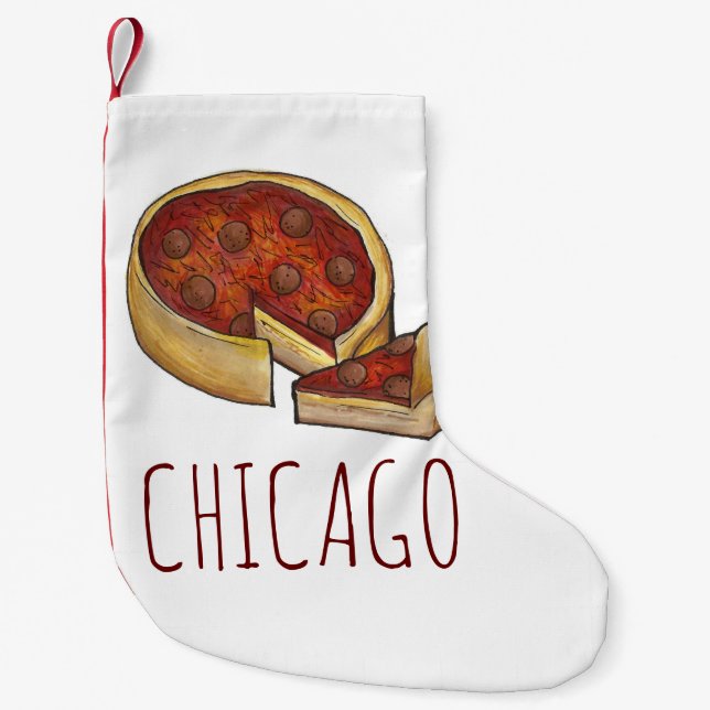 Meia De Natal Pequena Chicago IL Illinois Deep Dish Pepperoni Pizza Pie (Frente)