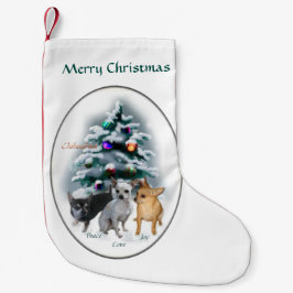 Meia De Natal Pequena Chihuahua Trio Natal