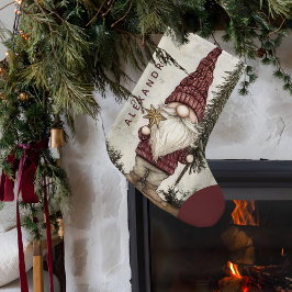 Meia De Natal Pequena Christmas Gnome for the Holidays Custom Name