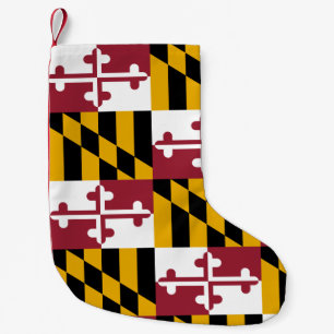 Meia De Natal Pequena Christmas Stockings with Flag of Maryland, EUA
