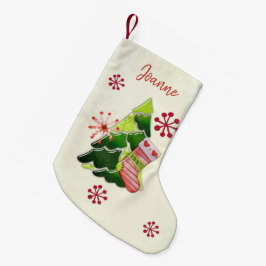 Meia De Natal Pequena Christmas Tree and Stocking Whimsey