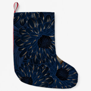 Meia De Natal Pequena Chrysanthemum desenhado à mão, elegante padrão flo