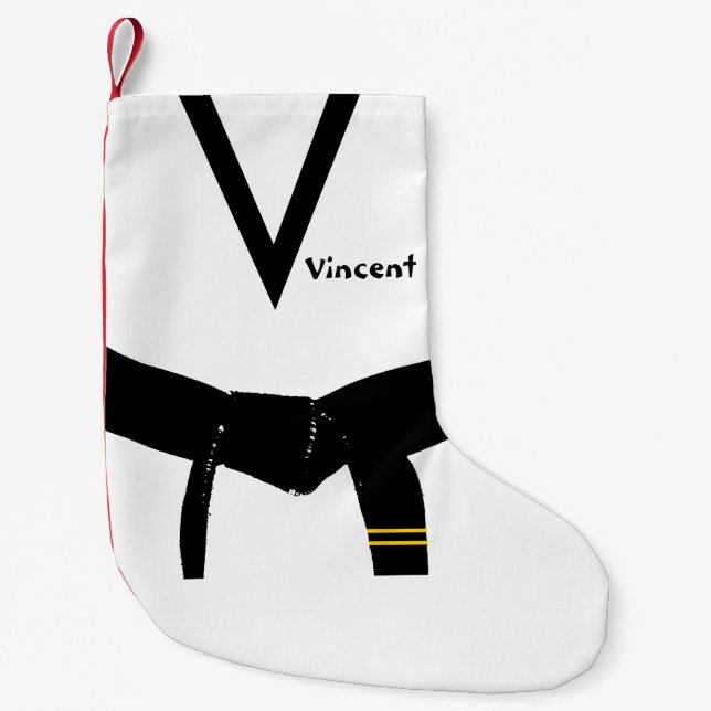 Meia De Natal Pequena Cinta Preta Grau de segundo de Artes Marciais (Frente)