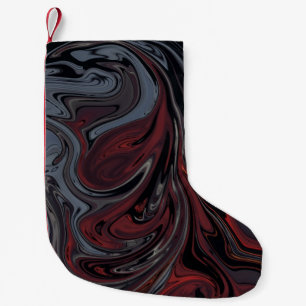 Meia De Natal Pequena Cinza e pintura de abstrato vermelha