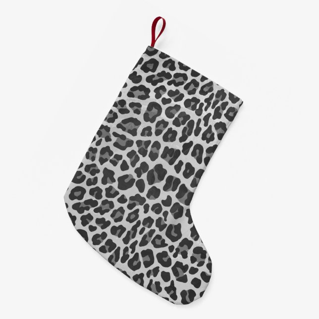 Meia De Natal Pequena Cinza-leopardo e Impressão-luz (Frente (Pendurada))