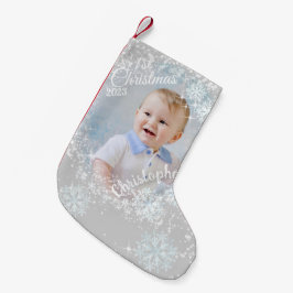 Meia De Natal Pequena Cinzas de neve com brilho