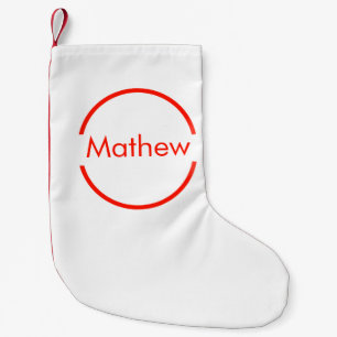 Meia De Natal Pequena círculo vermelho simples adicione o texto da letra