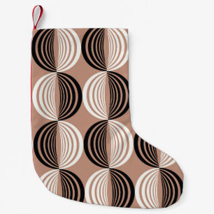 Meia De Natal Pequena Círculos castanhos geométricos Design