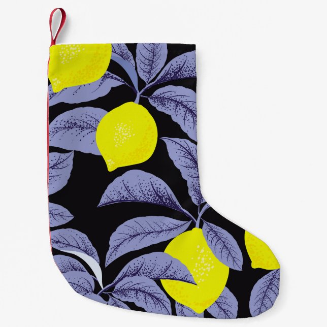 Meia De Natal Pequena Citros limões, design de colheita botânica. (Frente)