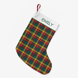 Meia De Natal Pequena Clan Buchanan Xadrez Nome Personalizado Tartan