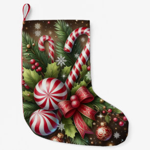 Meia De Natal Pequena Clássico Cana doce/menta-pimenta