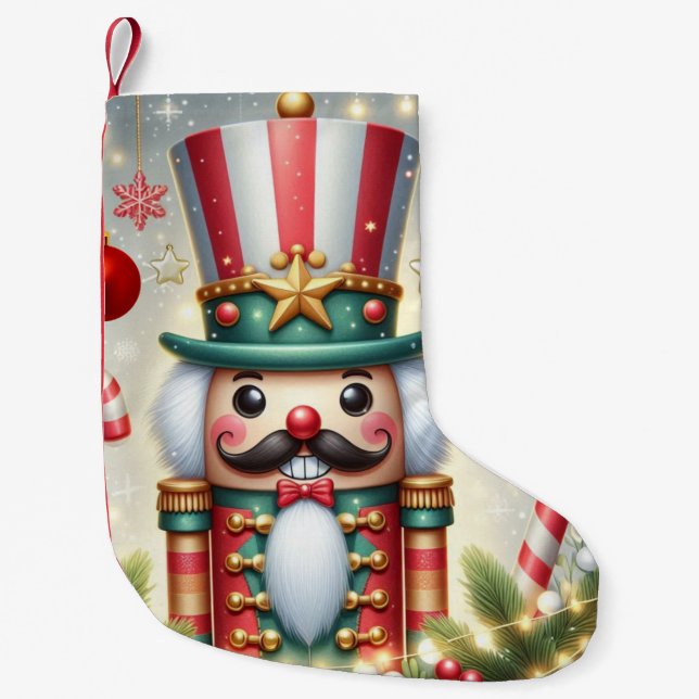 Meia De Natal Pequena Clássico, colorido, rabugento, preguiçoso (Frente)