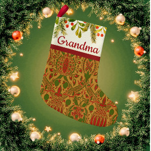 Meia De Natal Pequena Clássico William Morris Personalizado Natal
