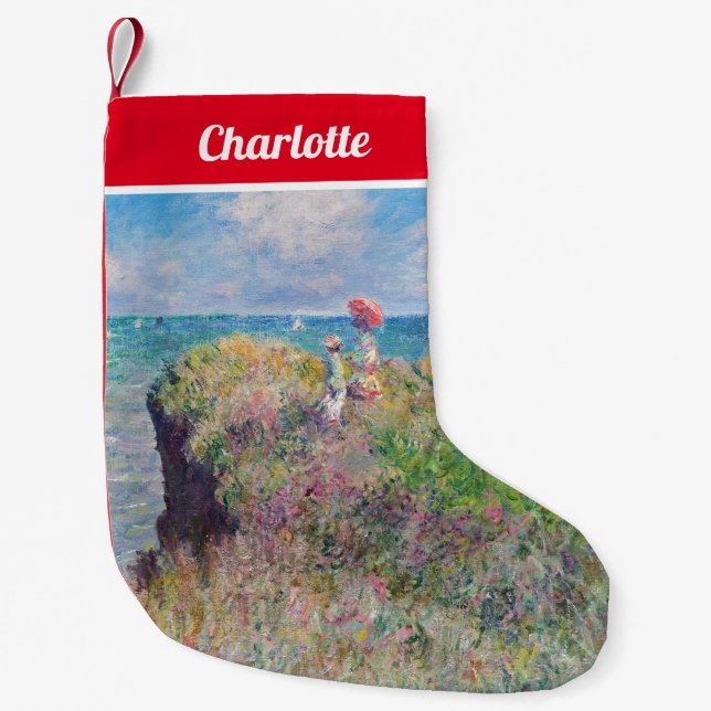 Meia De Natal Pequena Claude Monet - Cliff Walk em Pourville (Frente)