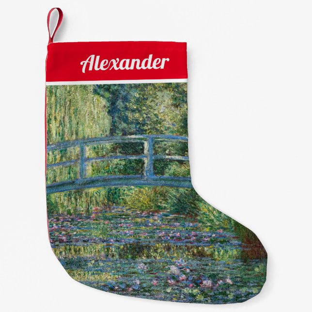 Meia De Natal Pequena Claude Monet - Lagoa de Água Lily, Harmonia Verde (Frente)