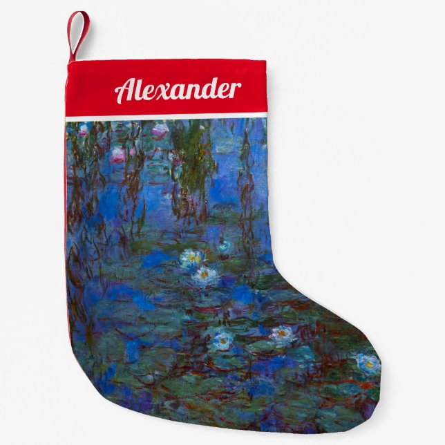 Meia De Natal Pequena Claude Monet - Lírios Azuis (Frente)