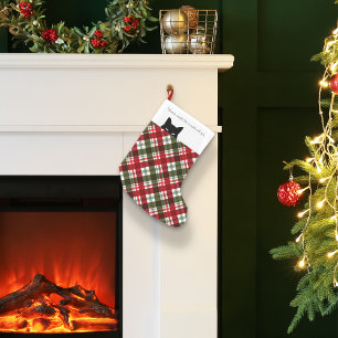 Meia De Natal Pequena Cobertura Xadrez Royal Stewart Sneaky Cat