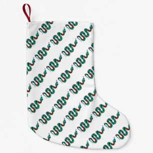 Meia De Natal Pequena Cobra Brown e Teal Impressão Silhouette