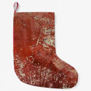 Meia De Natal Pequena Cobre Velho: Textura Metálica Viva.