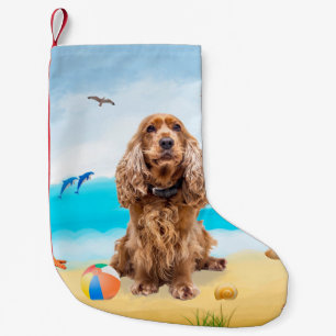 Meia De Natal Pequena Cocker Spaniel no Beach