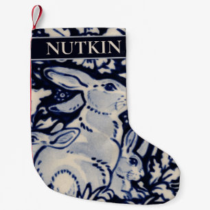 Meia De Natal Pequena Coelho Azul e Branco Personalizado para Pet ou Cri