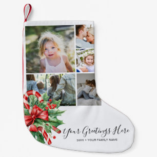 Meia De Natal Pequena Colagem de fotos personalizada Candy Cane